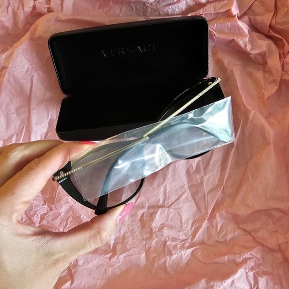 Versace 57mm Cat Eye Sunglasses black gold - Picture 9 of 11